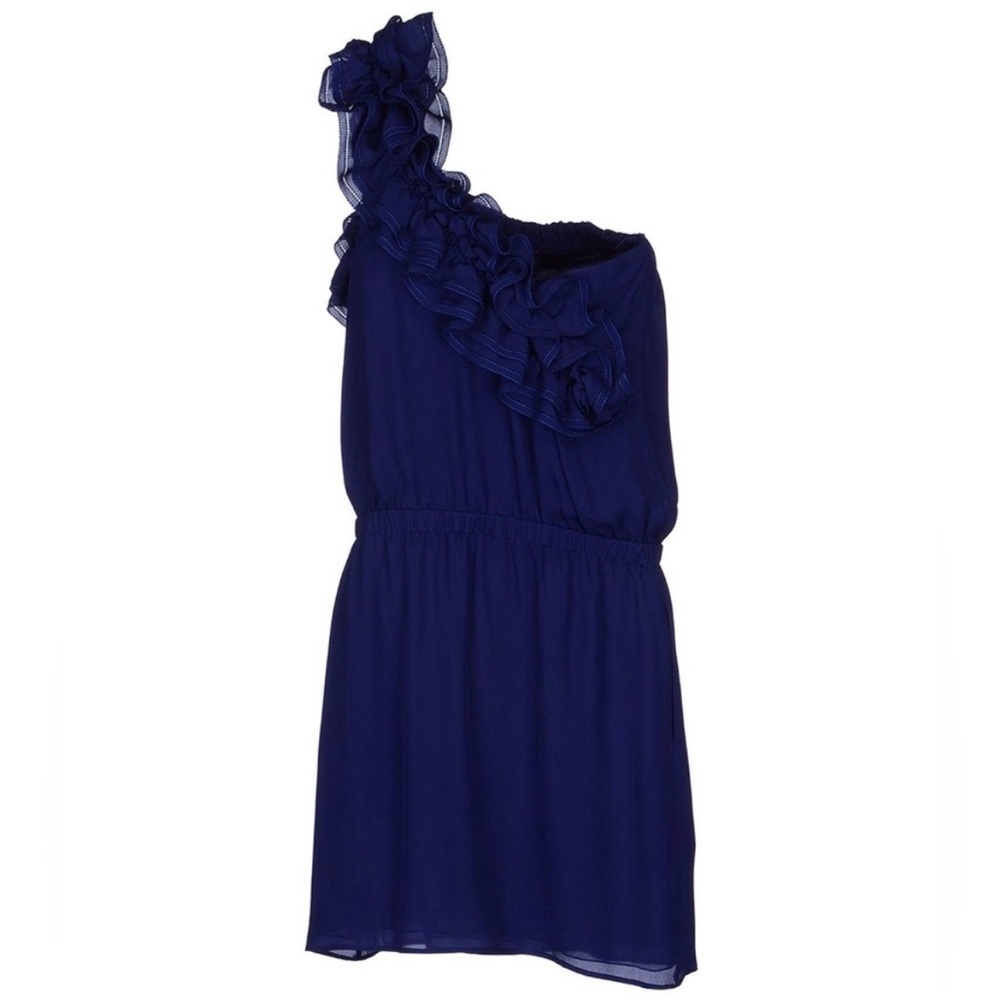 DSQUARED2 100% Silk One Shoulder Ruffled Mini Dress Size 8 Italian MSRP $1,230 - Picture 4 of 12